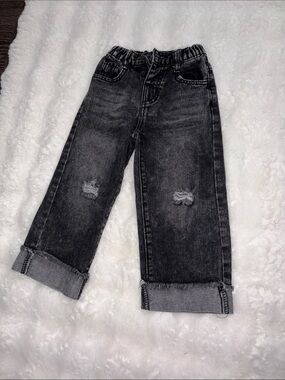 Kids Black Washed Distressed Denim Jeans